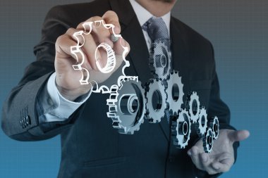 İş adamının el gösterimi vitesi başarıya