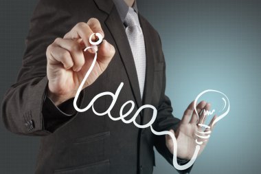 ampul çizim kalem ile işadamı