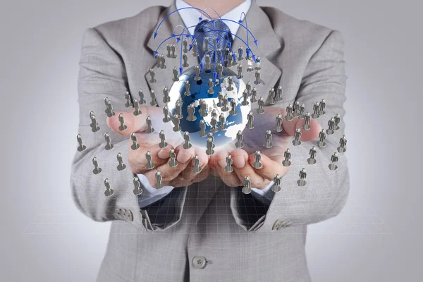 Businessman hand holds social network — Stock Photo, Image