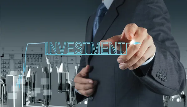 Biznesmen, wskazując na koncepcji inwestycji — Zdjęcie stockowe