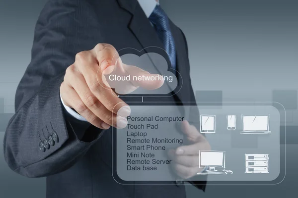 Un diagrama de Cloud Computing en la nueva interfaz del ordenador — Foto de Stock