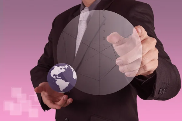 Businessman hand drawing a pie chart — Stock Photo, Image