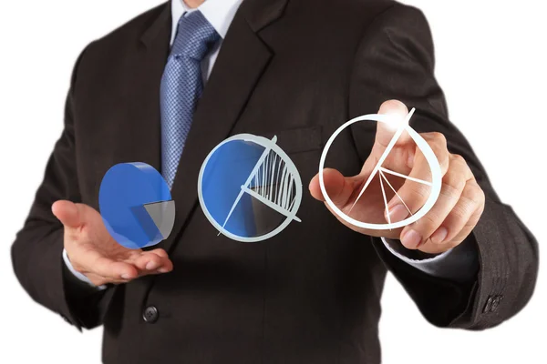 Businessman hand drawing a pie chart — Stock Photo, Image