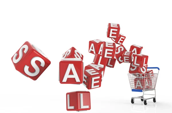 3d shopping cart sale — Stok fotoğraf