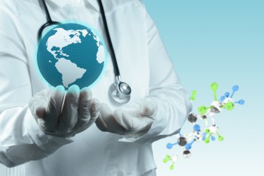 bilim adamı doktor el dokunmak moleküler yapısında sanal: l