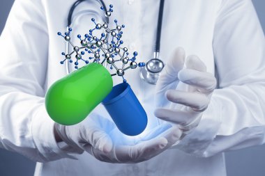 bilim adamı doktor el dokunmak moleküler yapısında sanal: l