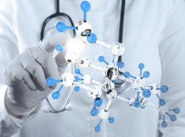 bilim adamı doktor el dokunmak moleküler yapısında sanal: l