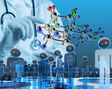 bilim adamı doktor el dokunmak moleküler yapısında sanal: l