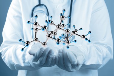 bilim adamı doktor el dokunmak moleküler yapısında sanal: l