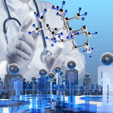 bilim adamı doktor el dokunmak moleküler yapısında sanal: l