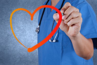 Doktor çizim kalp simgesi