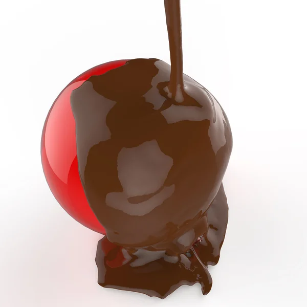 Melt chocolate on Christmas ball ornament — Stock Photo, Image