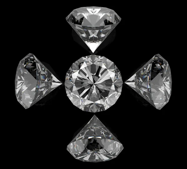 Diamanty na černém povrchu — Stock fotografie