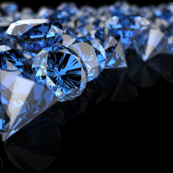 Diamantes azules sobre negro — Foto de Stock