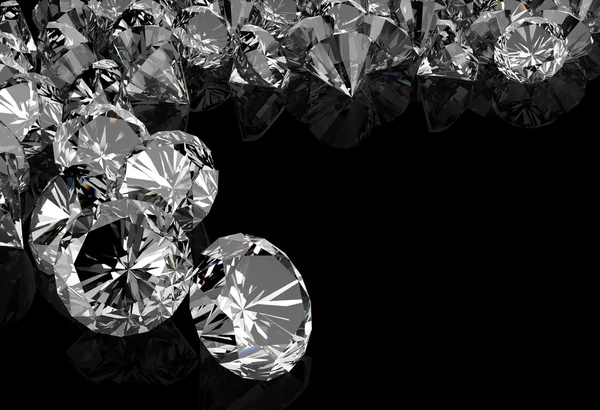 Diamonds on black surface — Stock Photo, Image