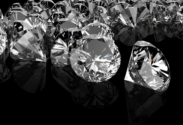 Diamants sur surface noire — Photo