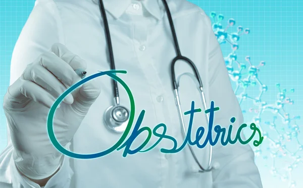 Läkare med stetoskop skriva medicinska begrepp — Stockfoto