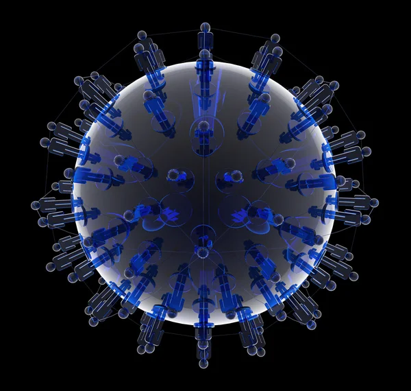 3D blå rostfritt människors sociala nätverk — Stockfoto