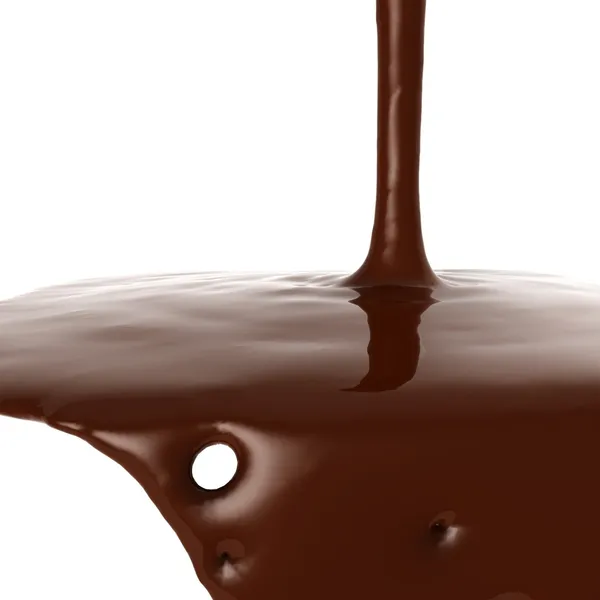 Розплавлені бризки коричневого гарячого шоколаду 3d — стокове фото