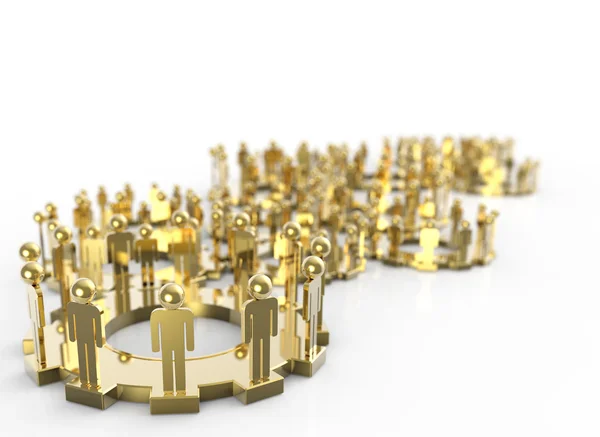 Model of 3d figures on connected cogs — Stock Photo, Image