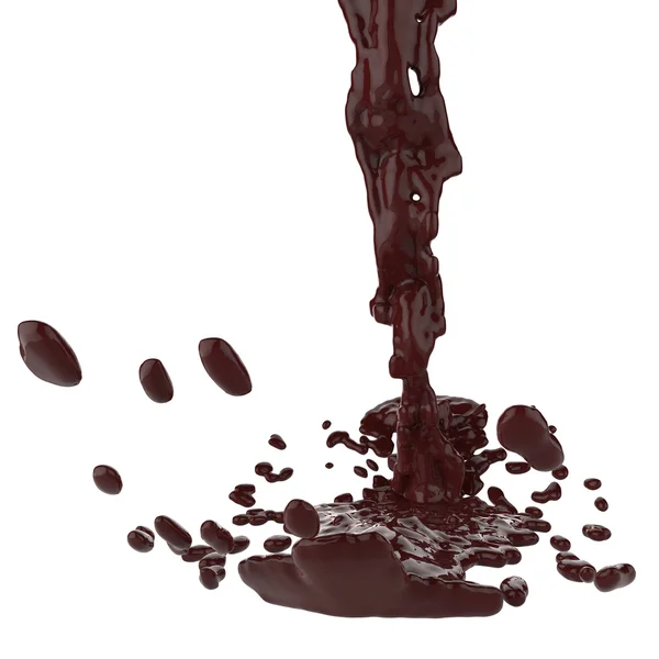 Smelten splash van bruin hete chocolade 3d — Stockfoto