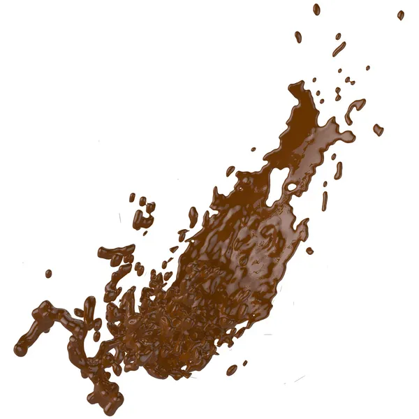 Cerrar salpicadura de chocolate caliente marrón 3d — Foto de Stock