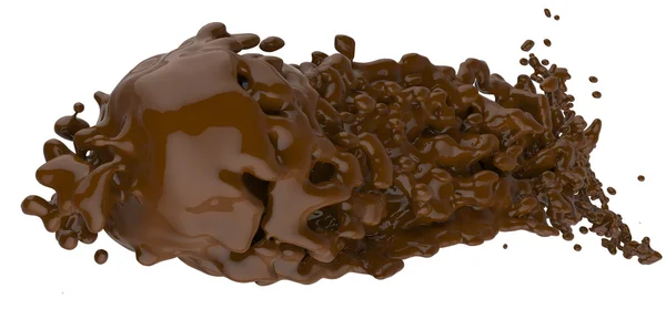Закрыть всплеск коричневого горячего шоколада 3d — стоковое фото
