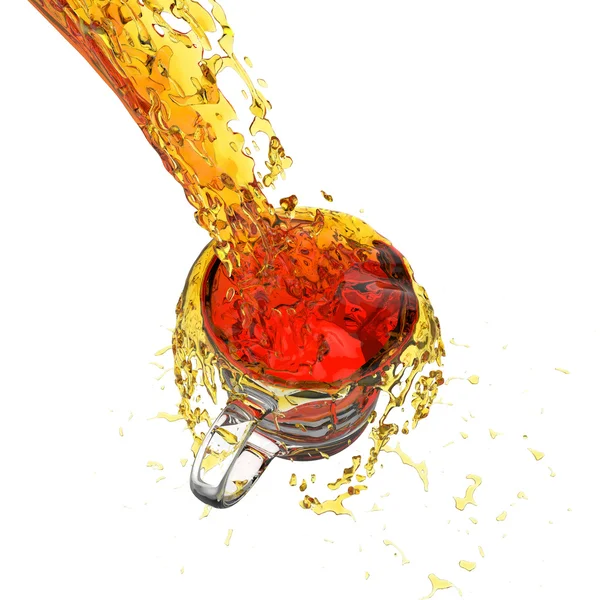 3D rozchlapać sok pomarańczowy — Zdjęcie stockowe
