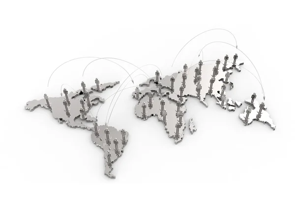 ソーシャル ネットワーク人間の 3 d 世界地図 — ストック写真