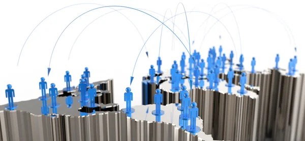Szociális hálózat emberi 3d a világ Térkép — Stock Fotó