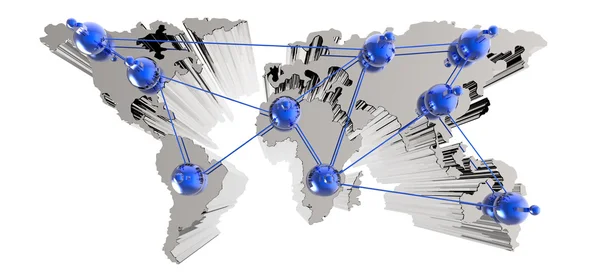 Social network human 3d on world map — Stock Photo, Image