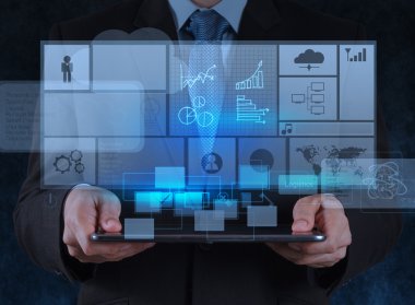 işadamı el modern teknoloji ile çalışma