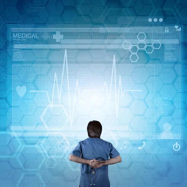 Doctor working with modern computer — Stock Photo, Image