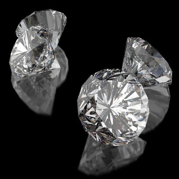 Diamonds on black surface — Stock Photo, Image