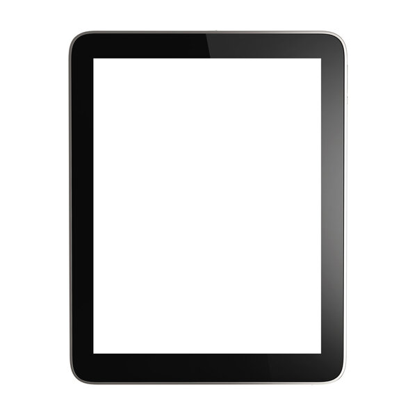 Black tablet pc on white