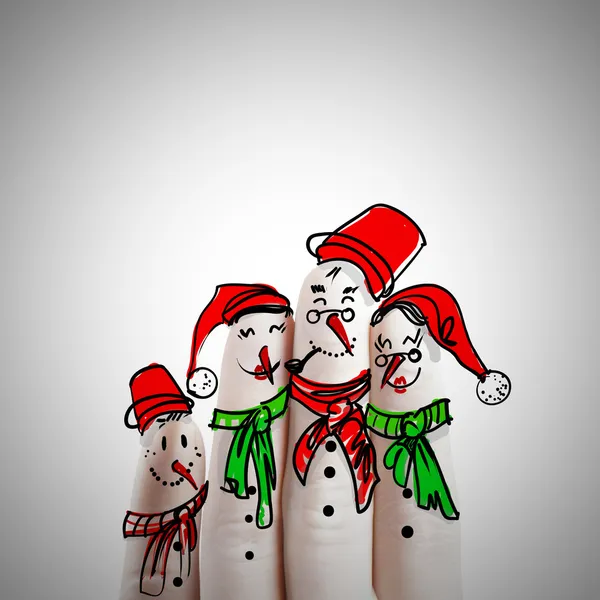 Hand drawn and finger of snowmen,as concept idea — Stock Photo, Image