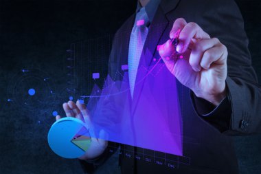dokunmatik ekranda çizim sanal grafik iş işadamı el