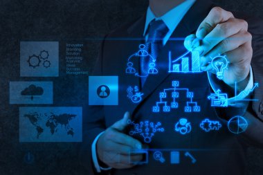 çalışma yeni modern bilgisayar ve iş işadamı el