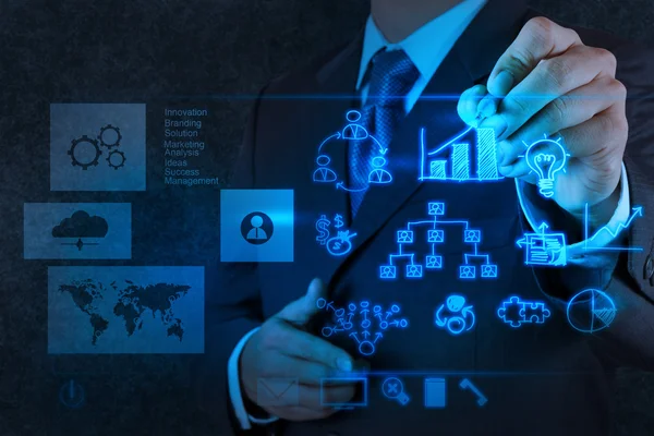 çalışma yeni modern bilgisayar ve iş işadamı el