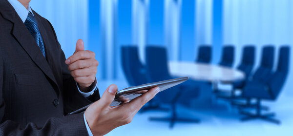 Businessman success working with his board room