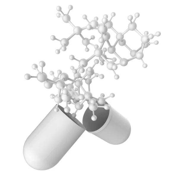 Kapsel zeigt Molekül als Medizin — Stockfoto