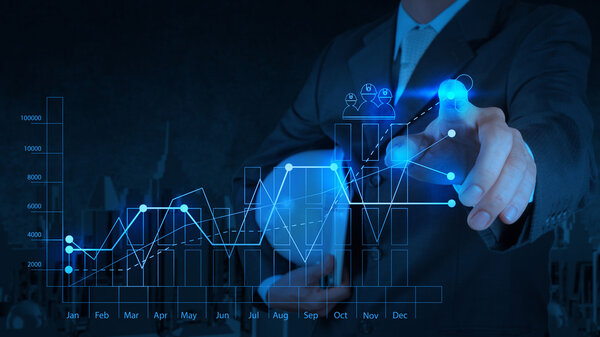engineer hand working with a touch screen interface