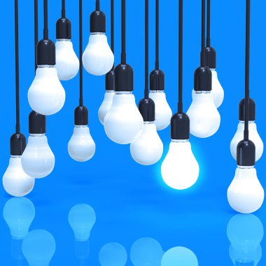 yaratıcı fikir ve liderlik kavramı ampul mavi