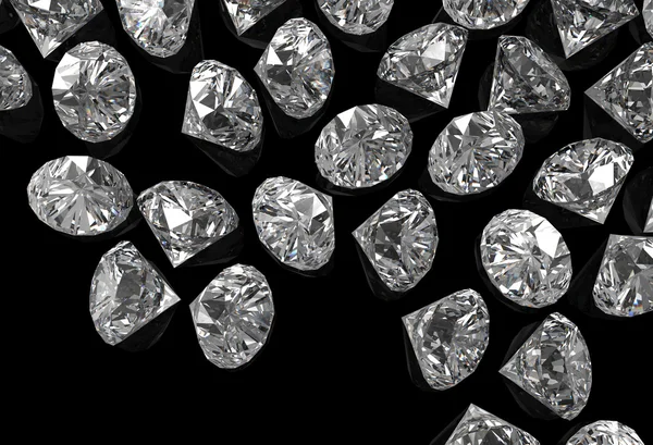 Diamonds on black — Stock Photo, Image