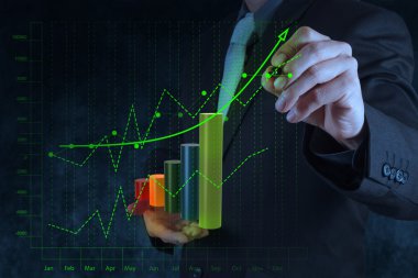 dokunmatik ekranda çizim sanal grafik iş işadamı el