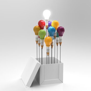 drawing idea pencil and light bulb concept creative and leadersh clipart