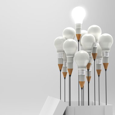 drawing idea pencil and light bulb concept outside the box as cr