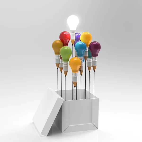 Disegno idea matita e lampadina concetto creativo e leadersh — Foto Stock