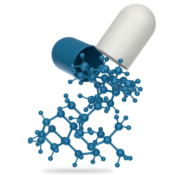 Capsule bevat 3D-molecuul — Stockfoto