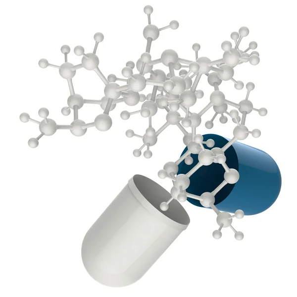 Капсула показывает трехмерную молекулу — стоковое фото